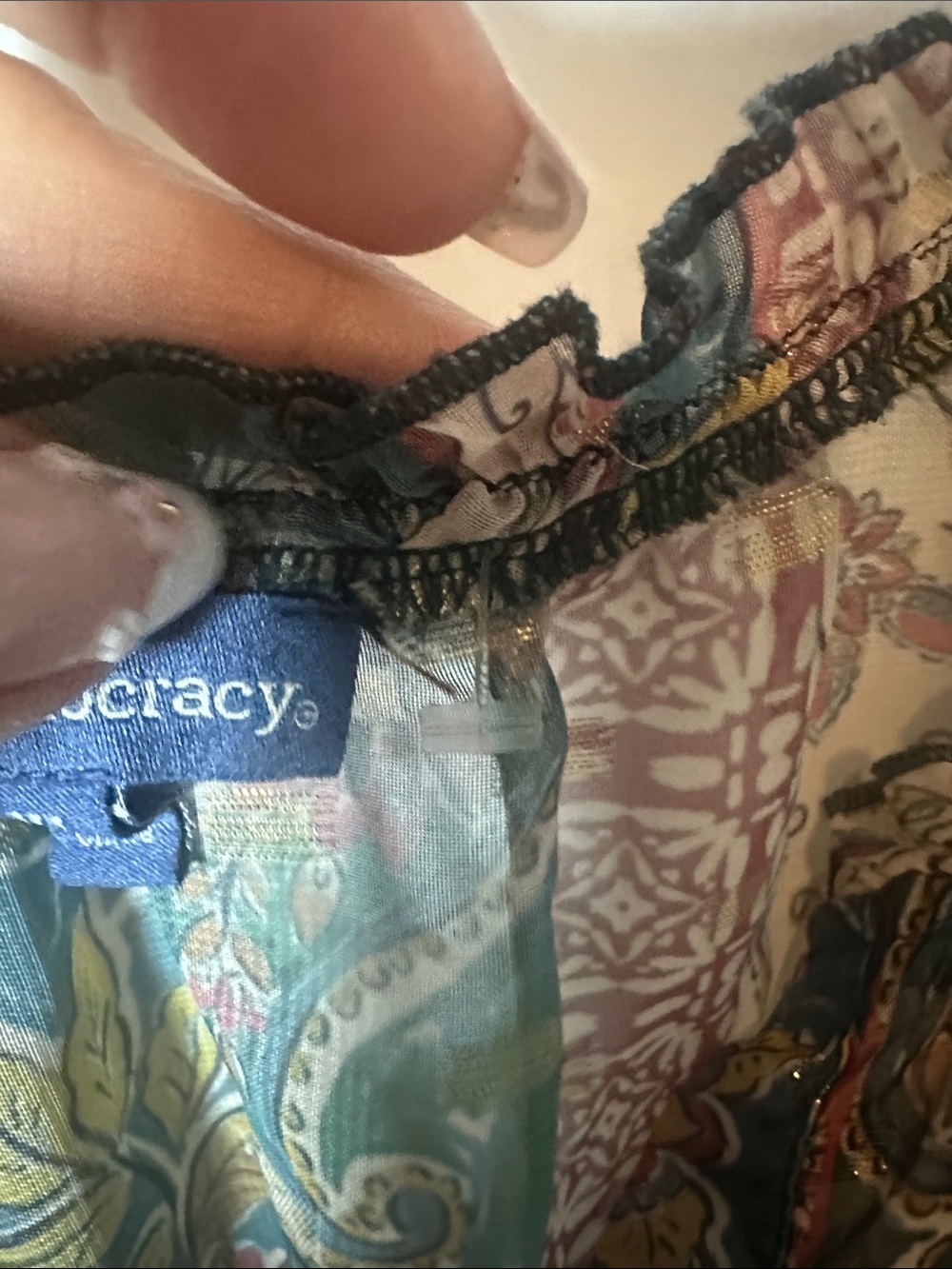 Democracy Green Multi Floral Boho Blouse - Picture 3 of 9